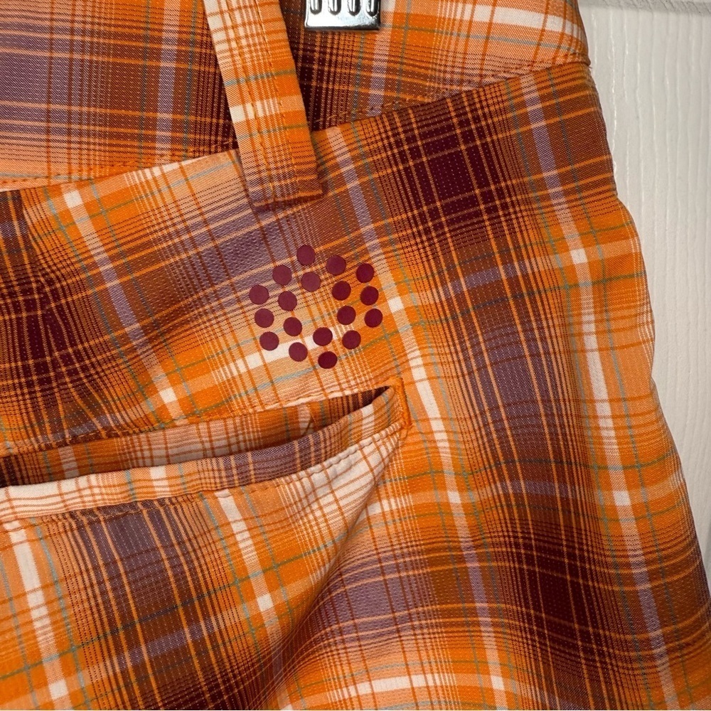 Puma Golf Vibrant Orange Plaid Checkered Shorts Size 38 GUC - Picture 4 of 8